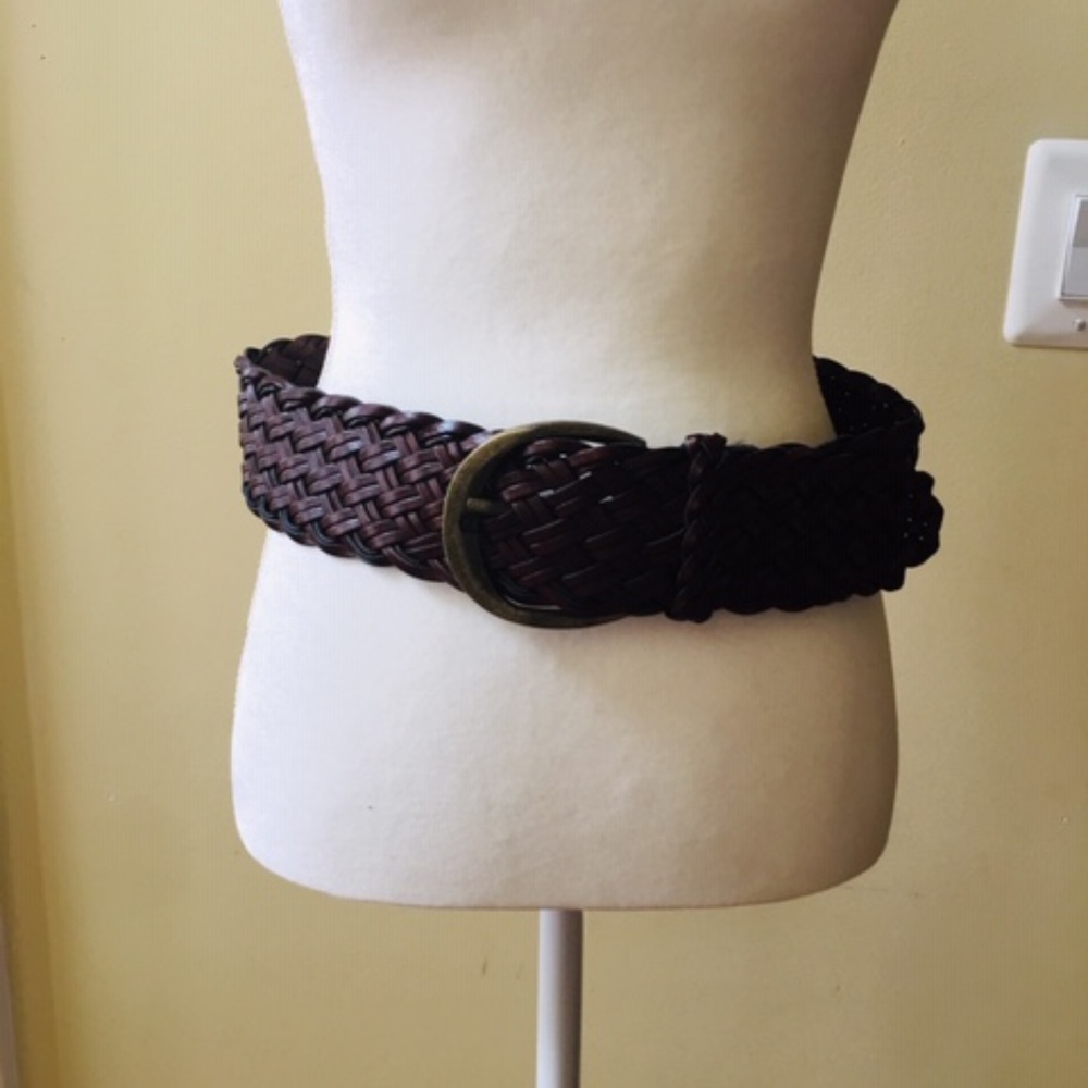 Belgo Lux Brown Woven Braided Adjustable Size Belt